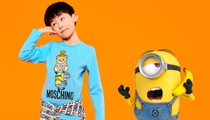 Moschino Kids Minion-Teddy Bear print hat set - Pink